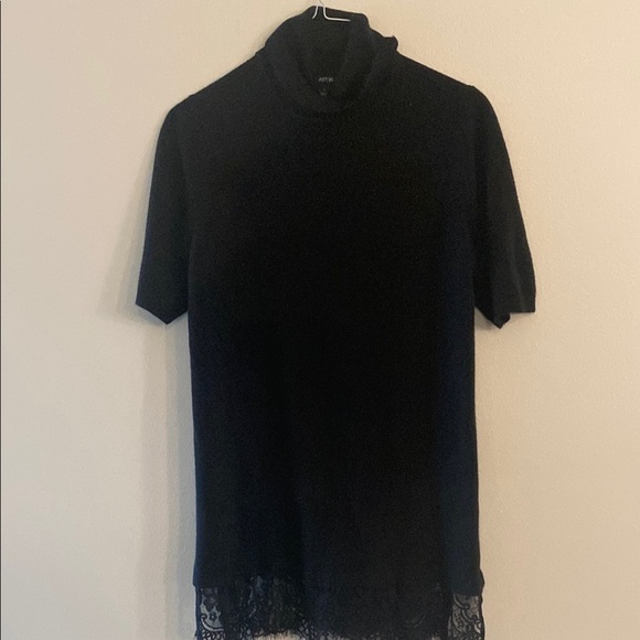 Apt 9 Black Short Sleeve dress with Lace Hem - Picture 1 of 9